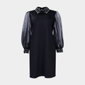Midi Dress with Beaded Collar and Volume Sleeves