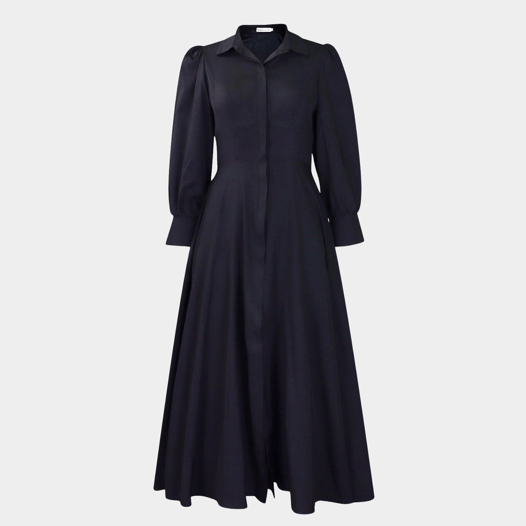 Elegant Buttoned Maxi Dress with Defined Silhouette